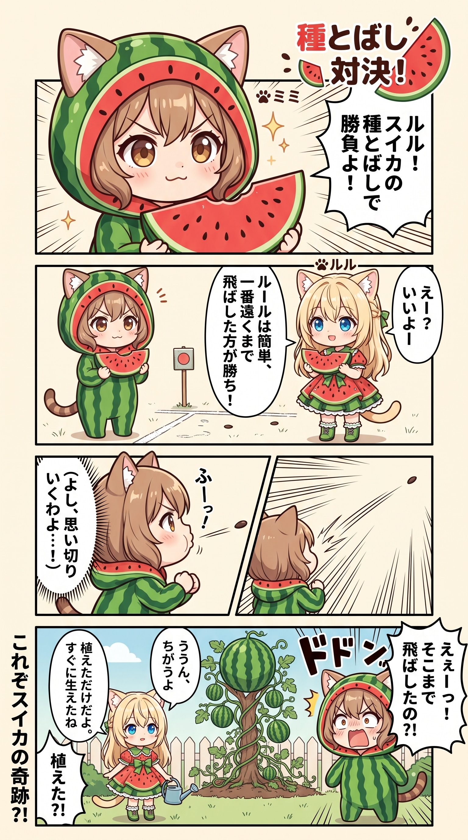 種とばし対決！🍉+他1本