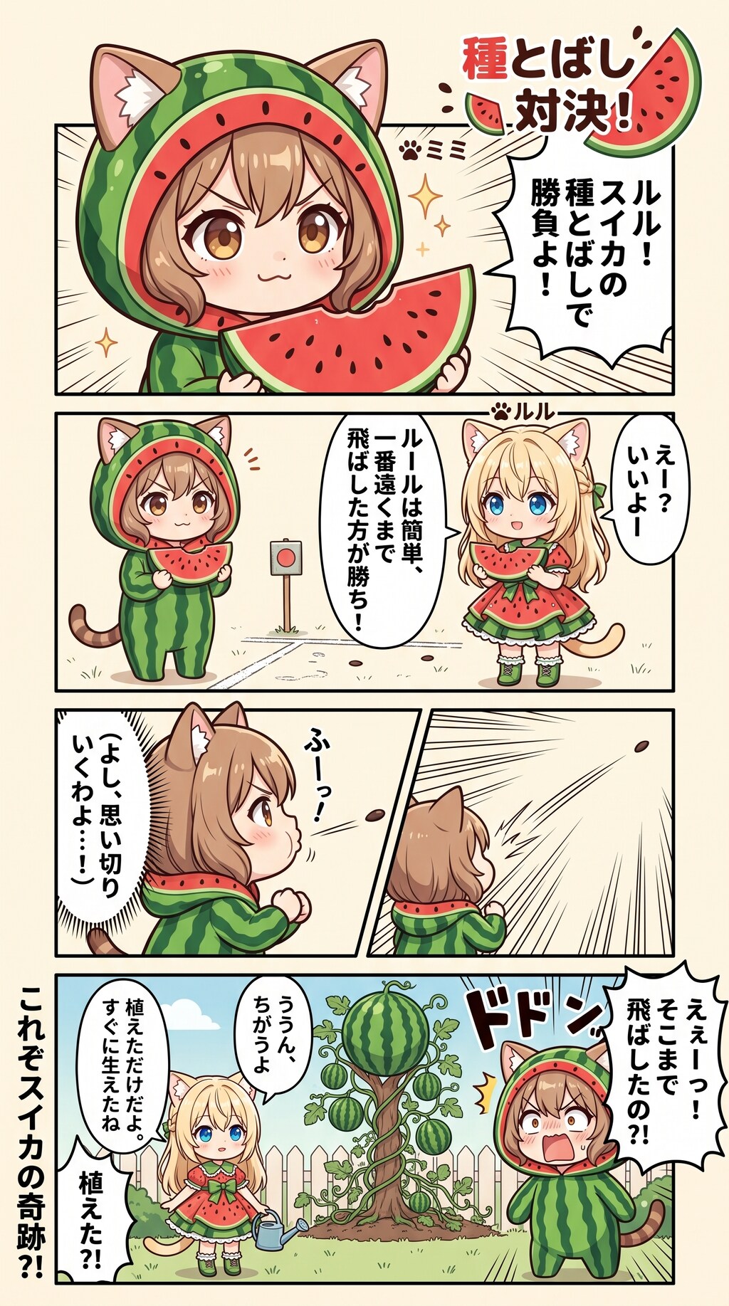 種とばし対決！🍉+他1本