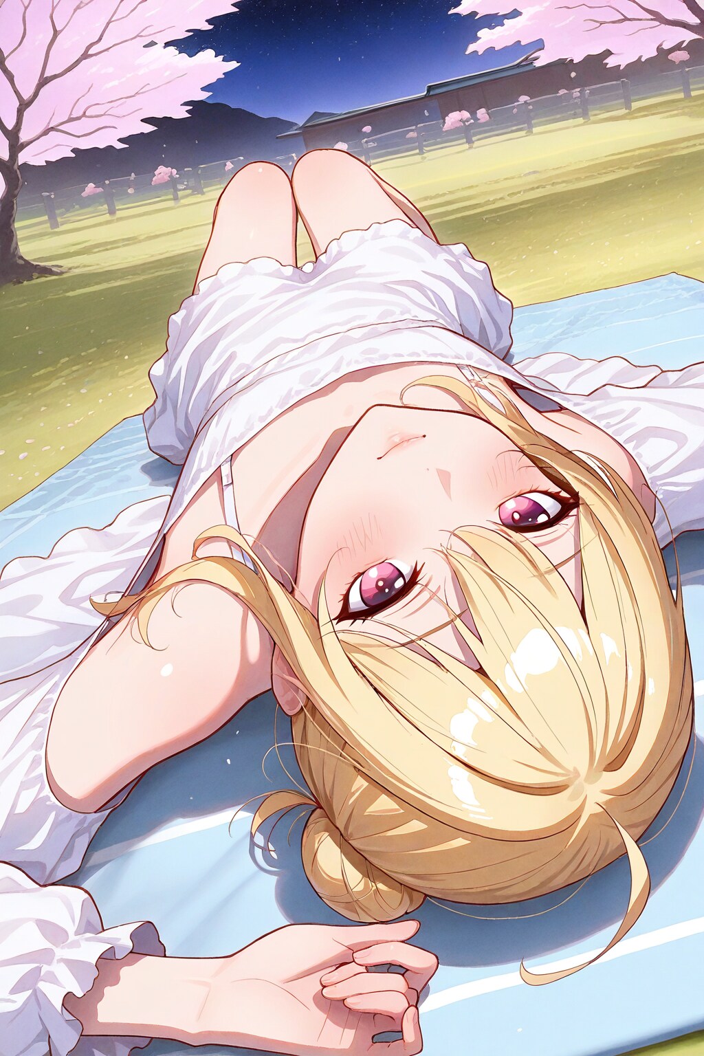 桜の公園でお花見