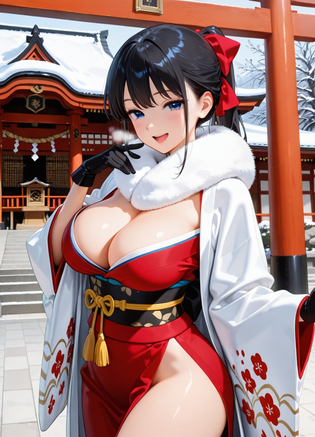 初詣デート、彼女の服がなにか変。