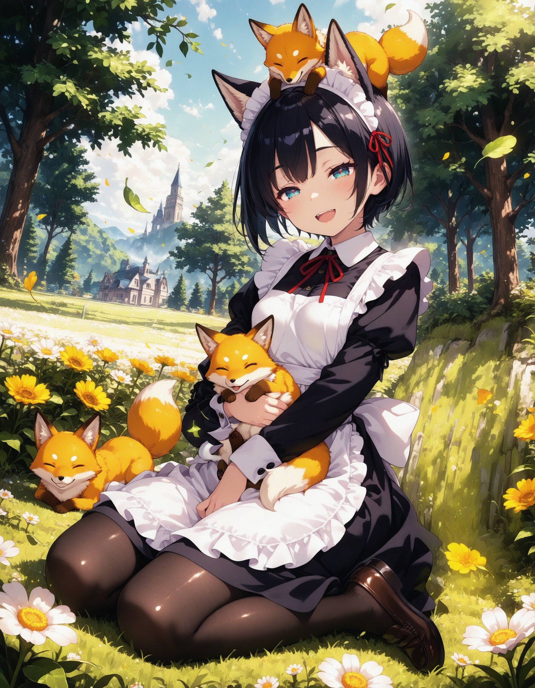 狐と遊ぶ狐耳 | の人気AIイラスト・グラビア