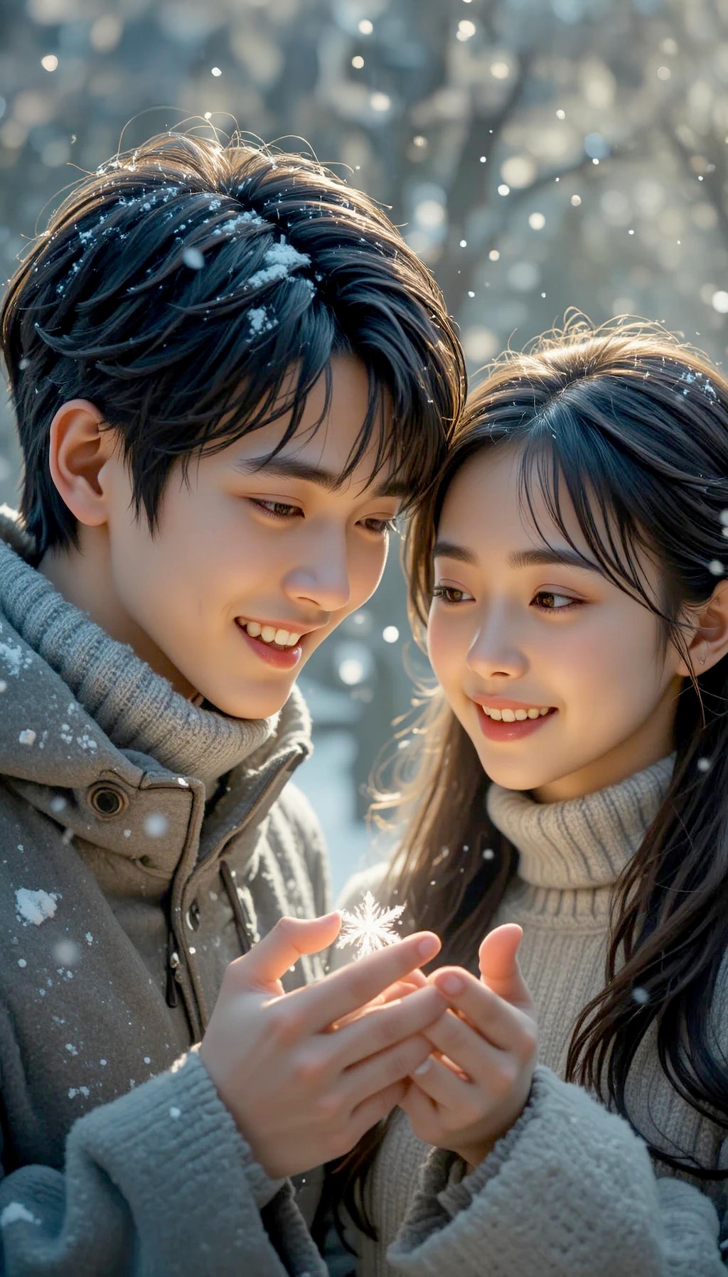 雪の結晶と微笑み