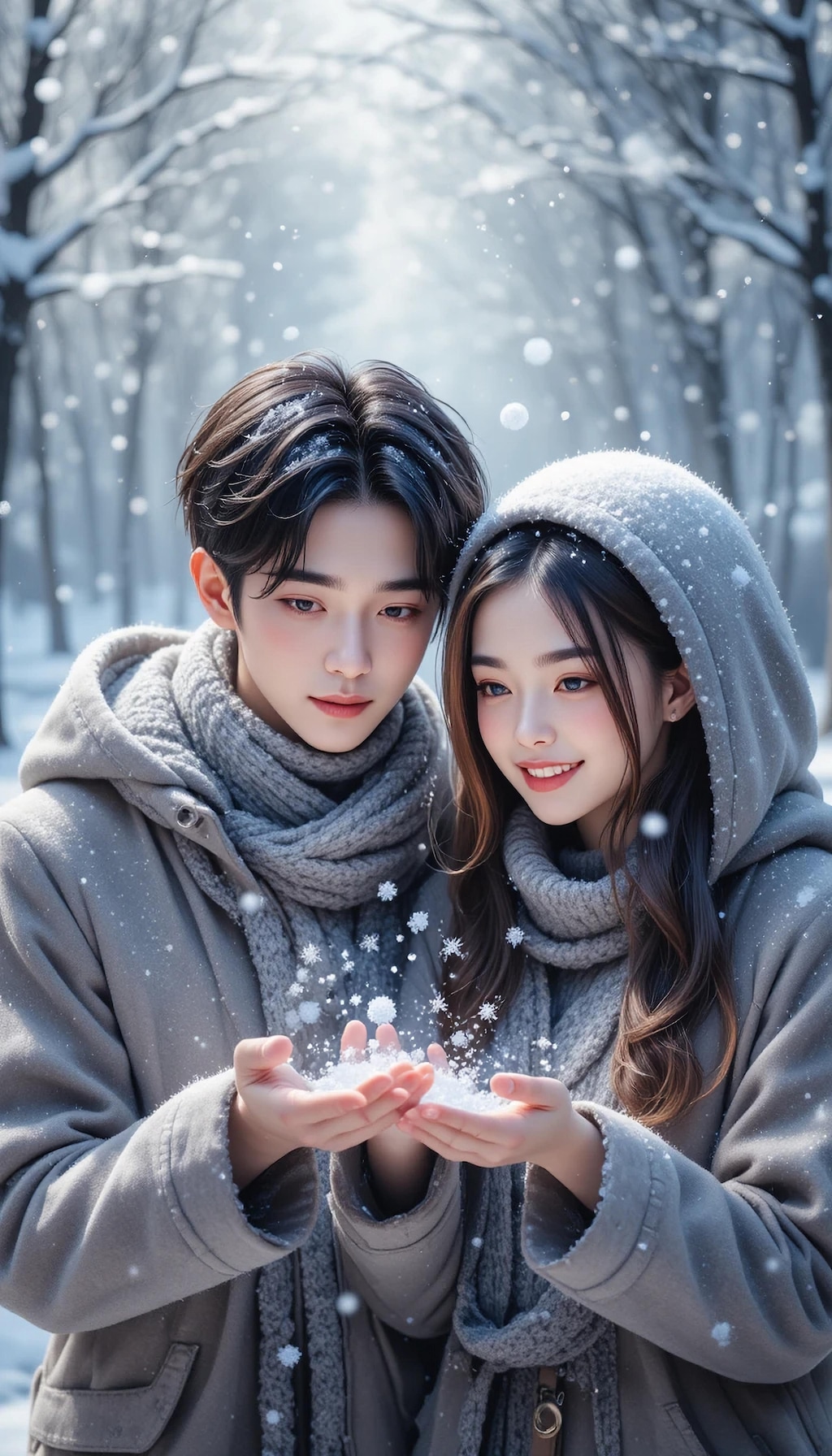 雪の結晶と微笑み