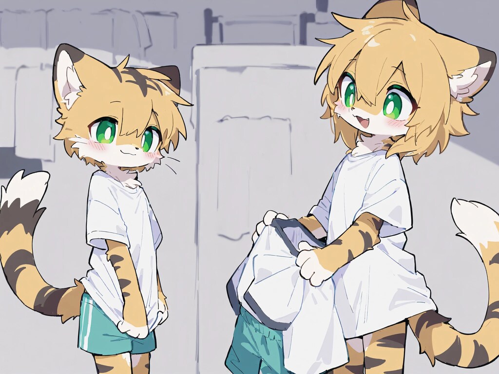 トラの子たちの着替え