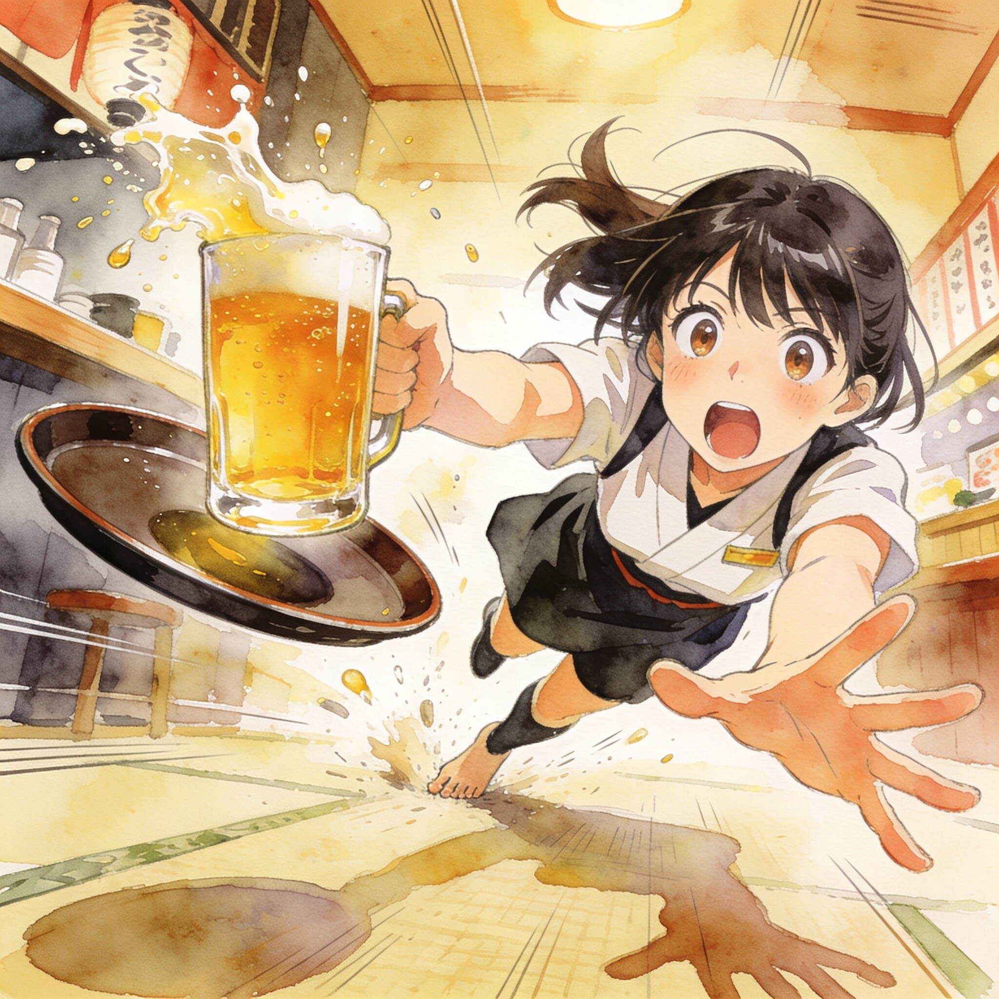 バイト少女、ビールを死守。 | の人気AIイラスト・グラビア