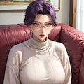 ソファでゆったりしてる爆乳伯母さん 2枚目