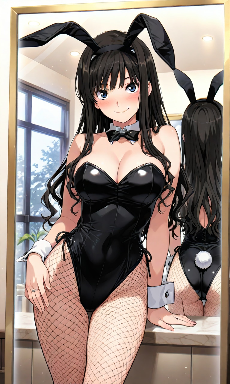 鏡にお尻が