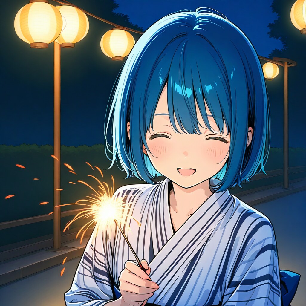 手持ち花火と無邪気な笑顔