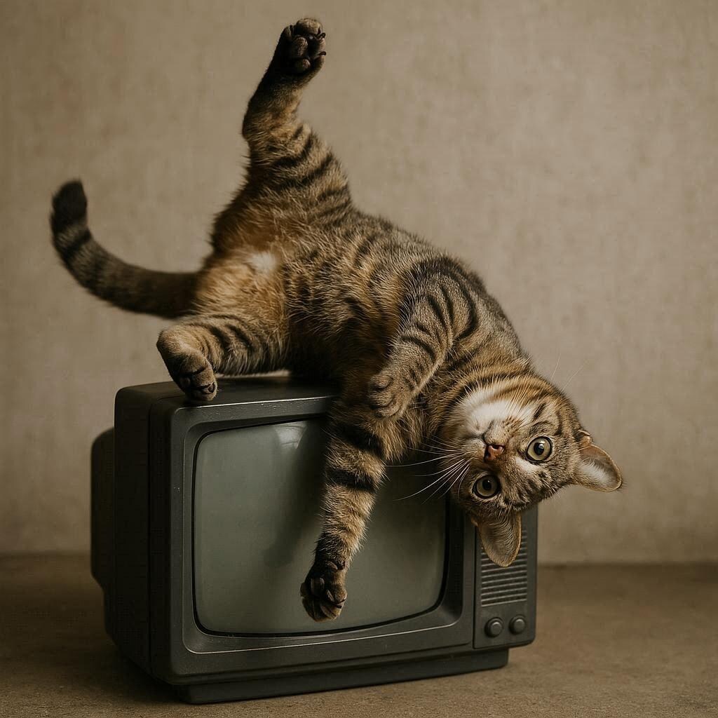 ブラウン管テレビと猫