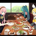 ボカロ　初音ミク　鏡音リン　巡音ルカ　3人で食事 10枚目