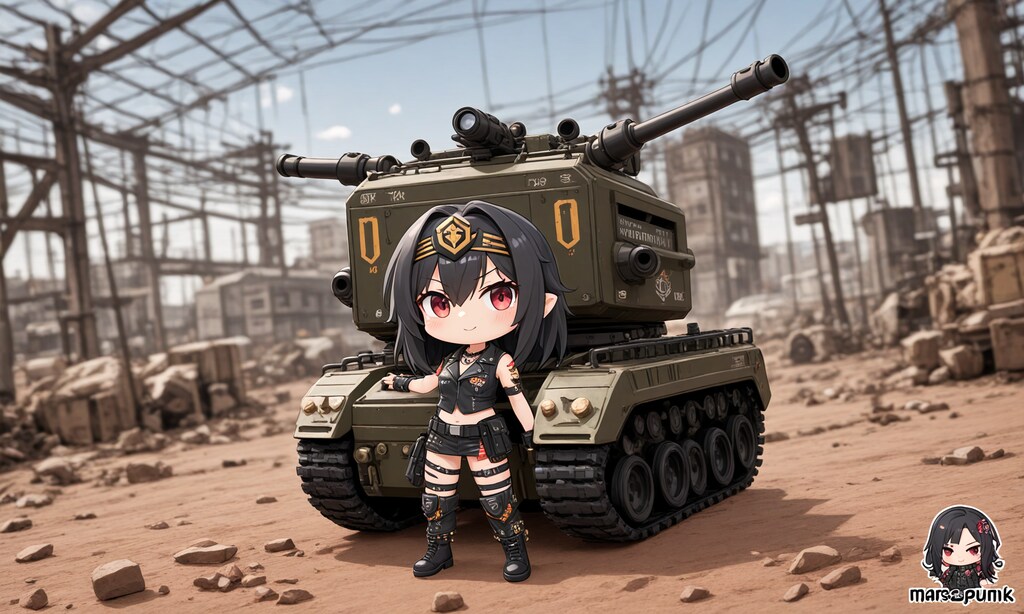 241018 「メタルパンク世界のchibi軍曹と火星戦車」？