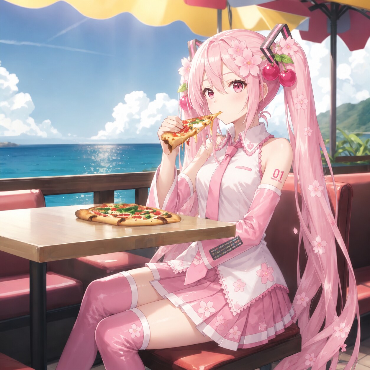 桜ミク🍒海の見える喫茶店