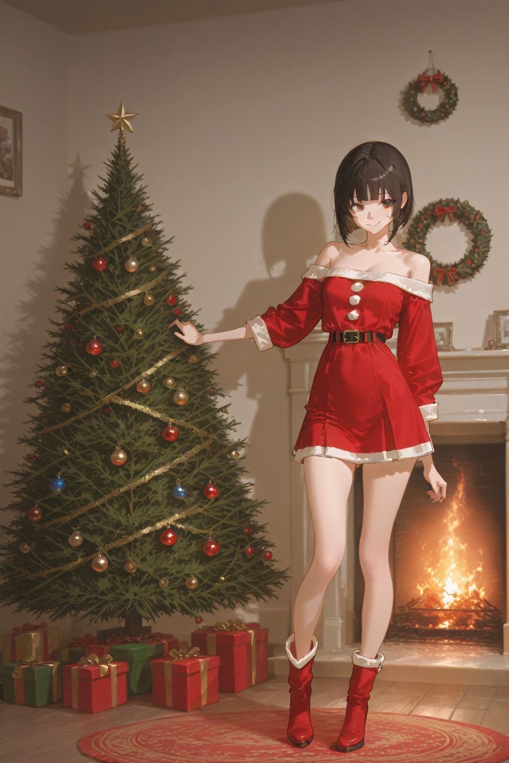 オフショルサンタのコスプレ