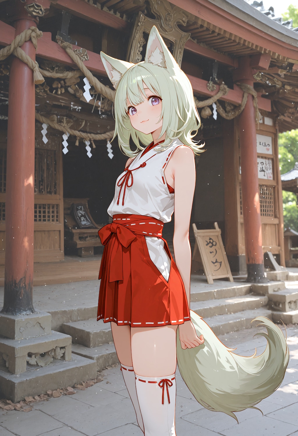 お団子休憩する狐巫女達
