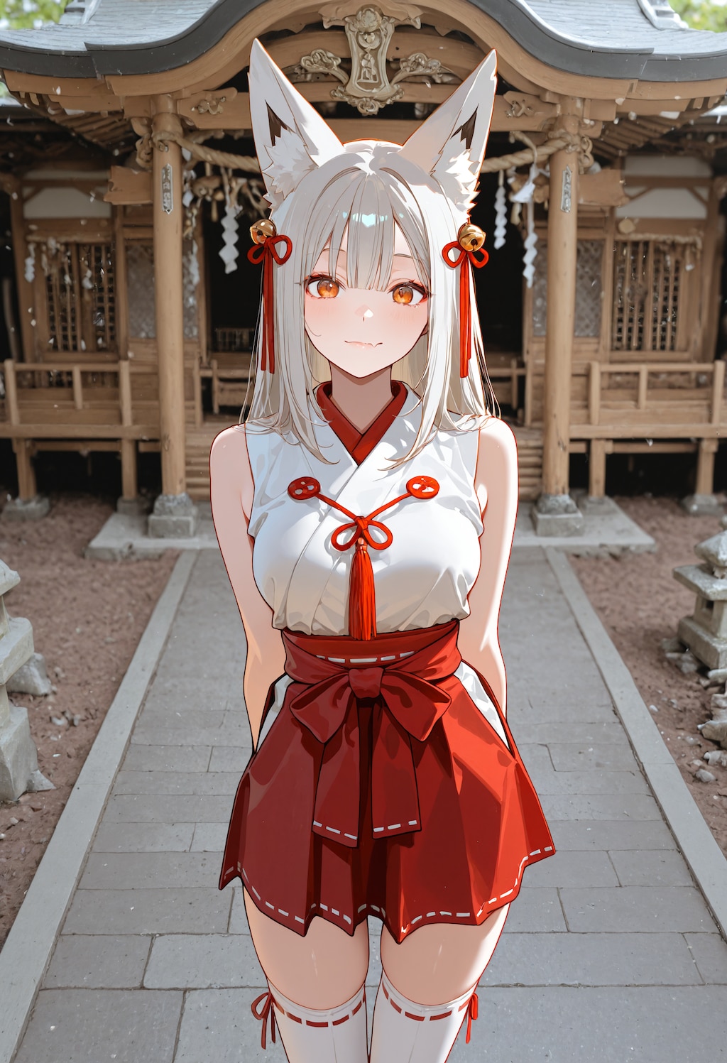 お団子休憩する狐巫女達