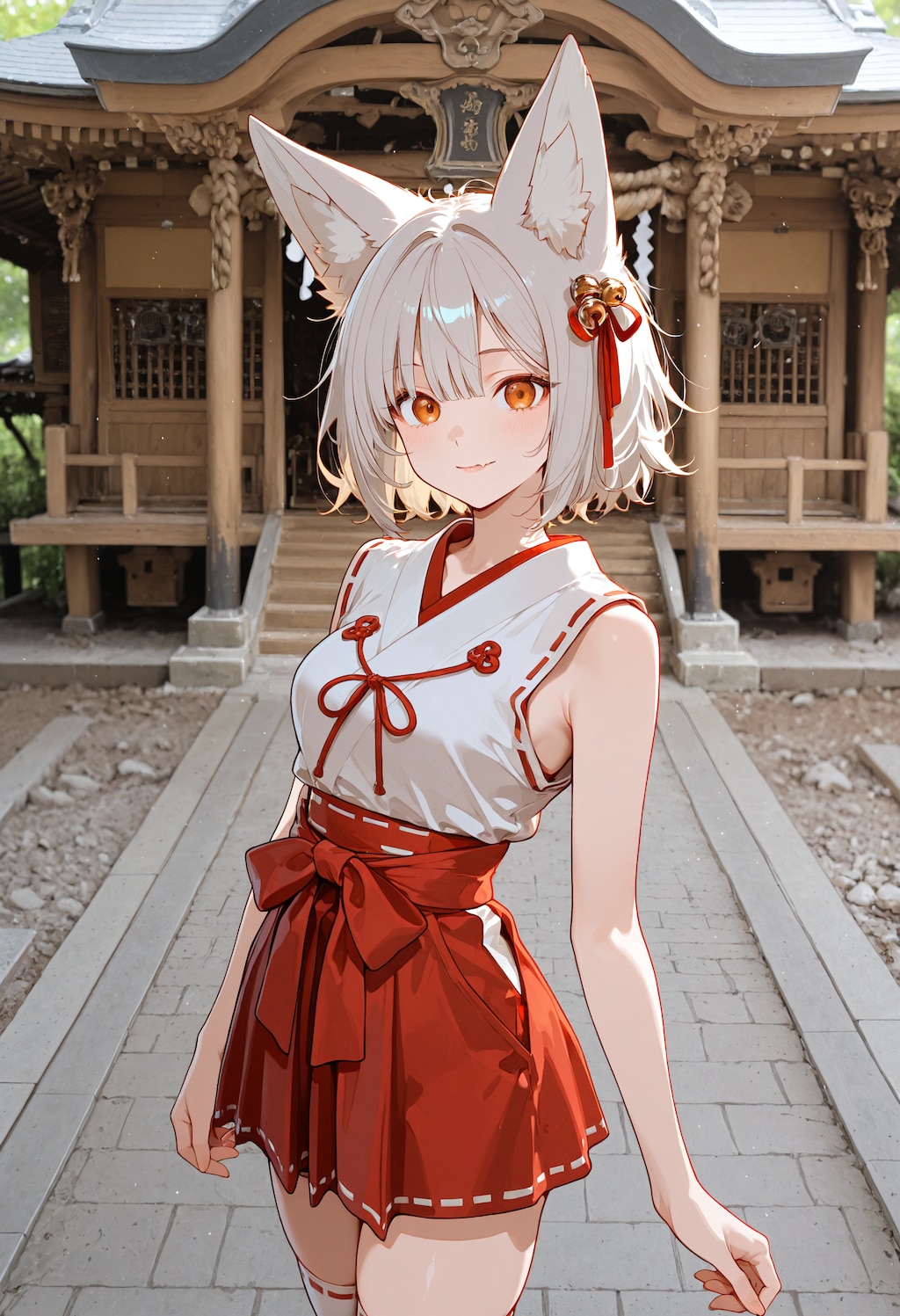 お団子休憩する狐巫女達