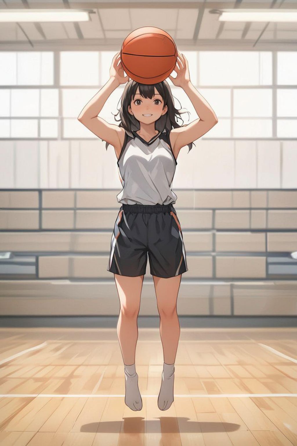 女バスのジャンプシュート372