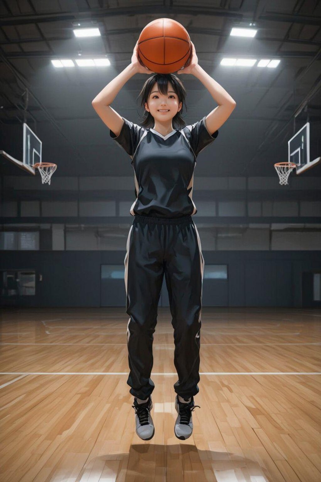 女バスのジャンプシュート372