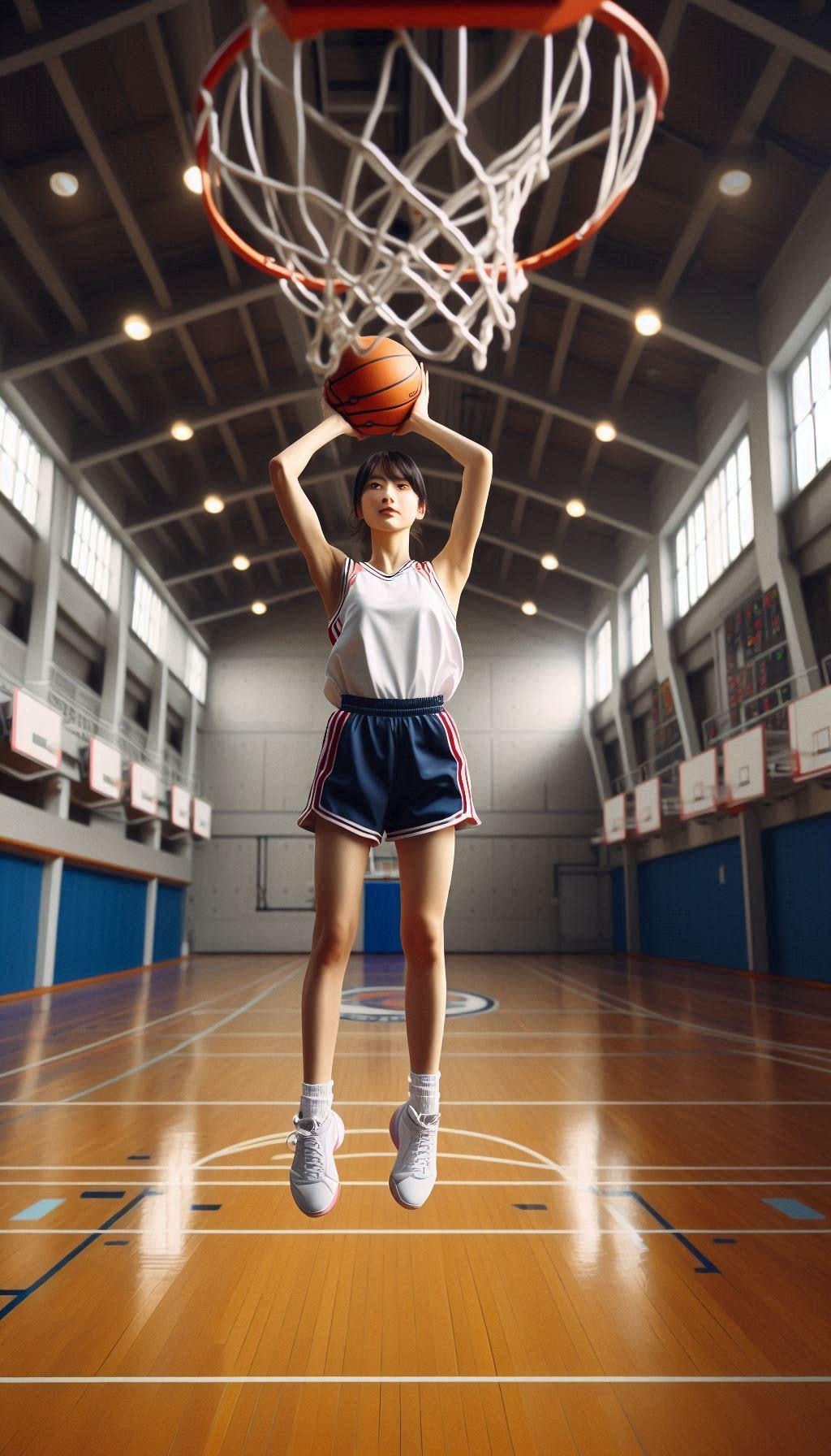 女バスのジャンプシュート372