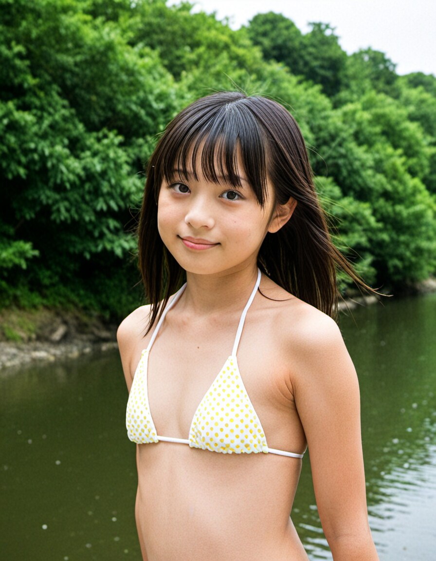 川で遊ぶビキニ少女_7