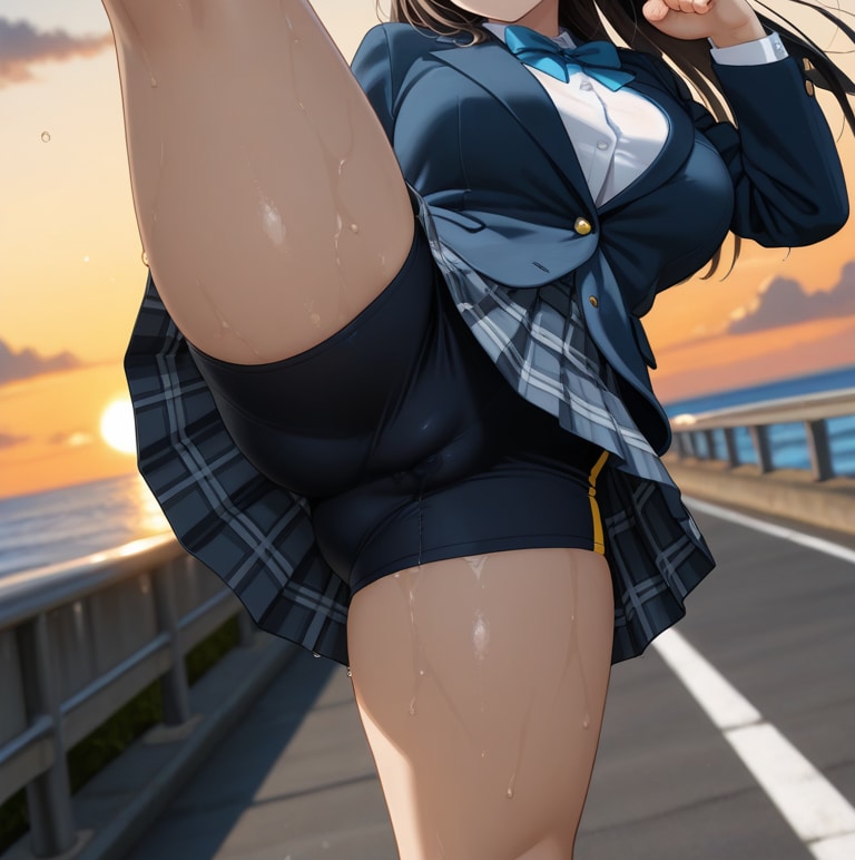 制服ハイキックえち染みむちむちスパッツぷにまん💗