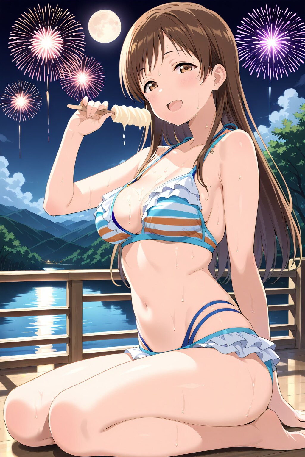 レイヤードビキニの新田さんと花火