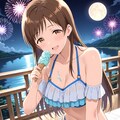 レイヤードビキニの新田さんと花火 4枚目