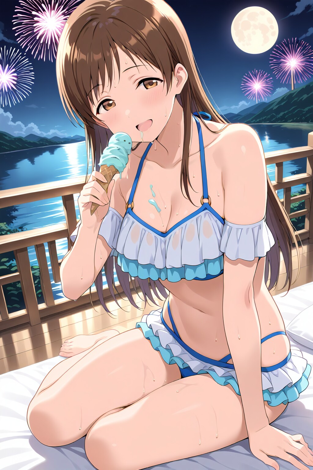 レイヤードビキニの新田さんと花火