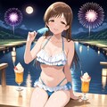レイヤードビキニの新田さんと花火 2枚目