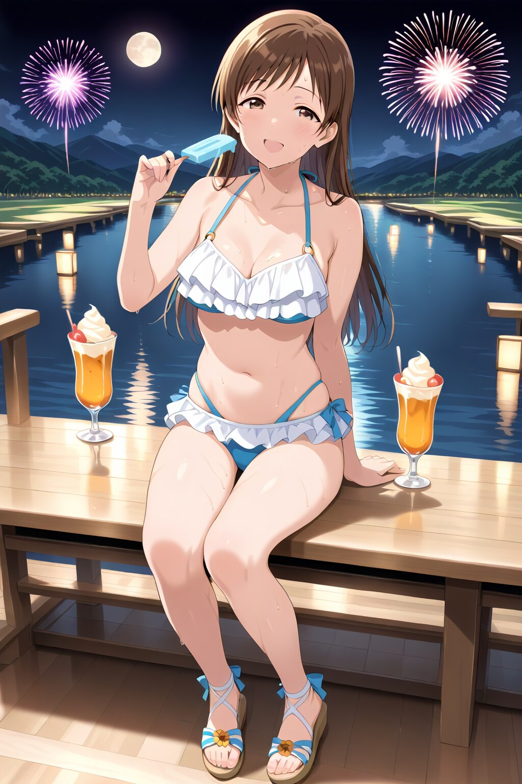 レイヤードビキニの新田さんと花火