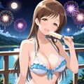 レイヤードビキニの新田さんと花火 3枚目