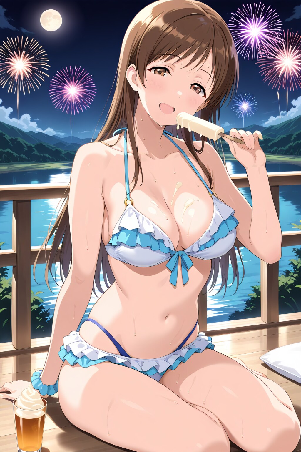 レイヤードビキニの新田さんと花火
