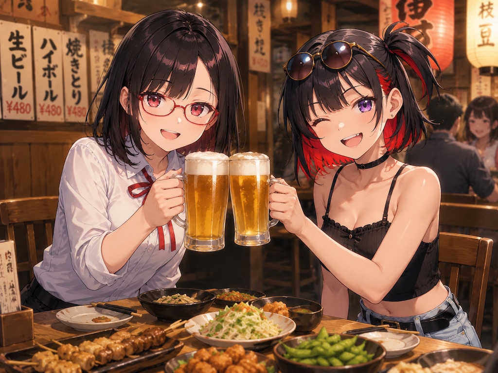 餅さんとこの黒瀬さやかさんとハレちゃんでツーショット🍺