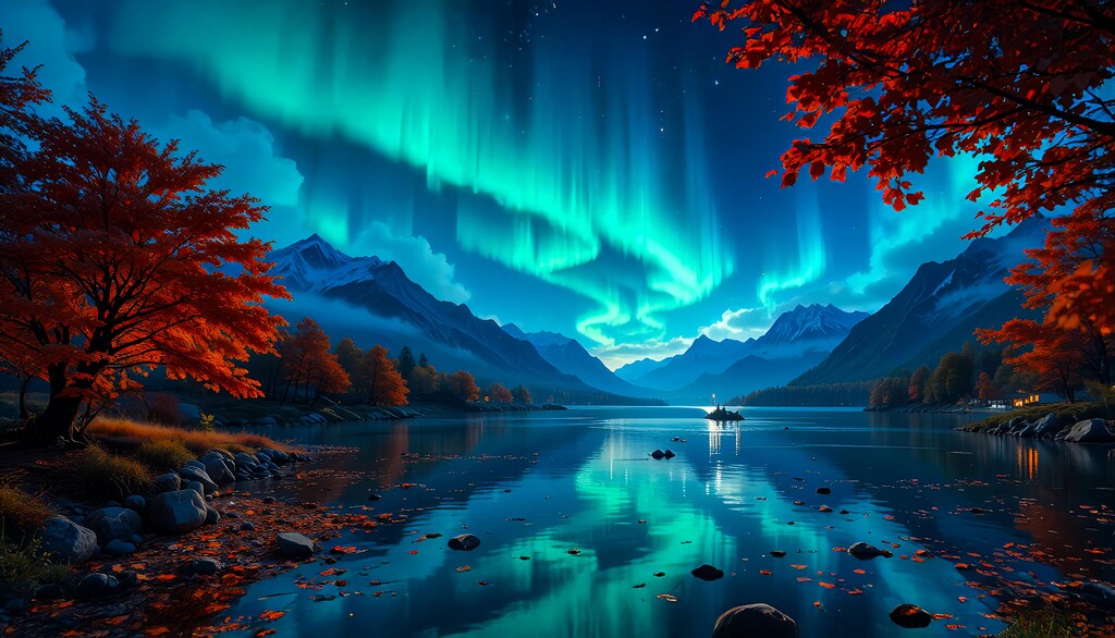 オーロラと紅葉