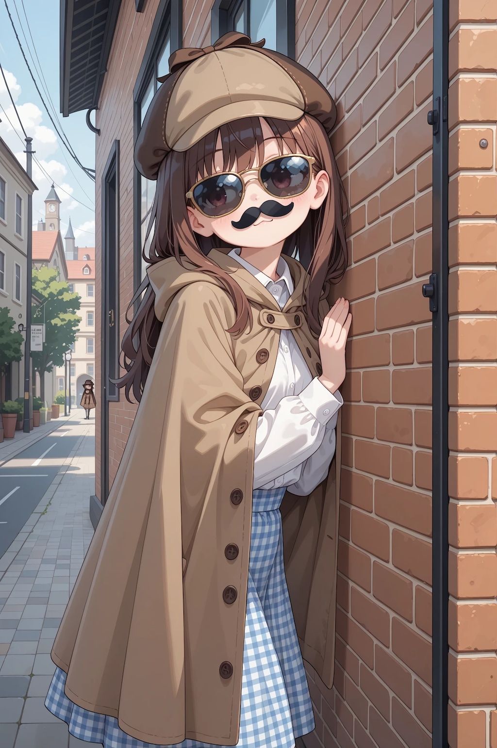 見え見えの変装で尾行する探偵