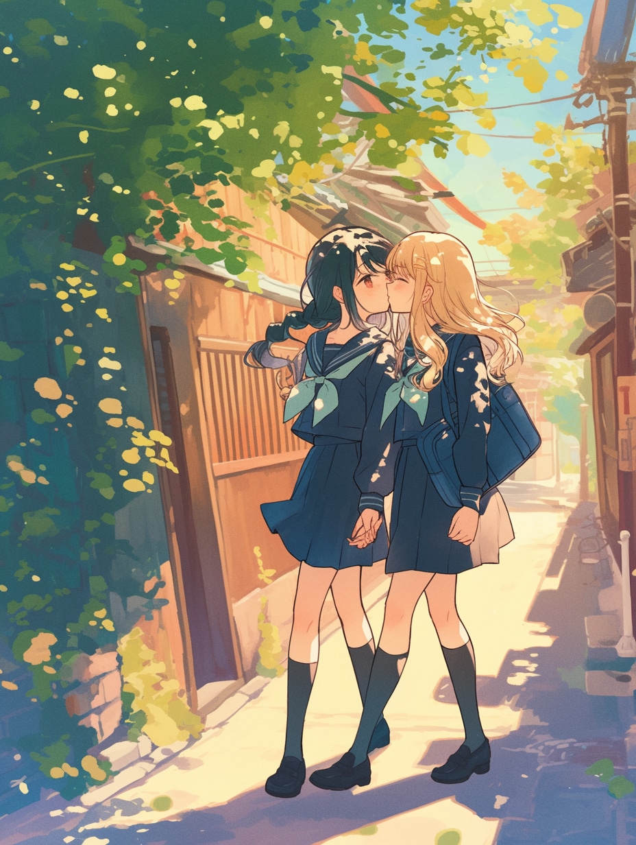 キスしたい二人のJK81 | の人気AIイラスト・グラビア