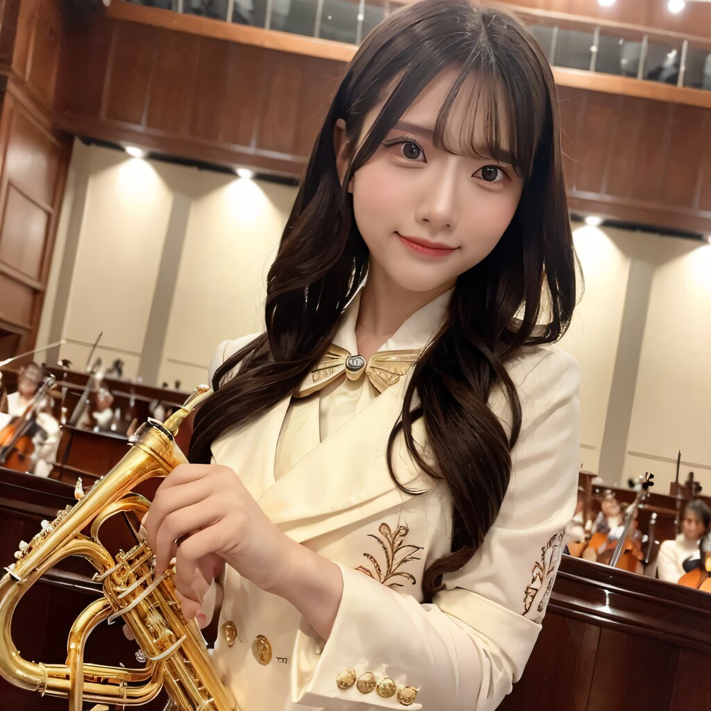 黒髪ロングでブラスバンドの美女３４