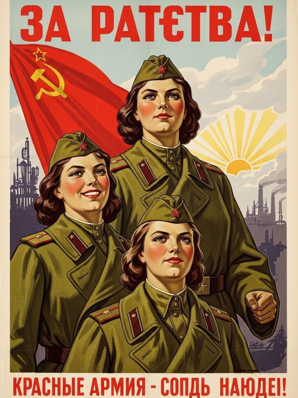 ソ連のプロパガンダポスター(２枚)　ImageFX