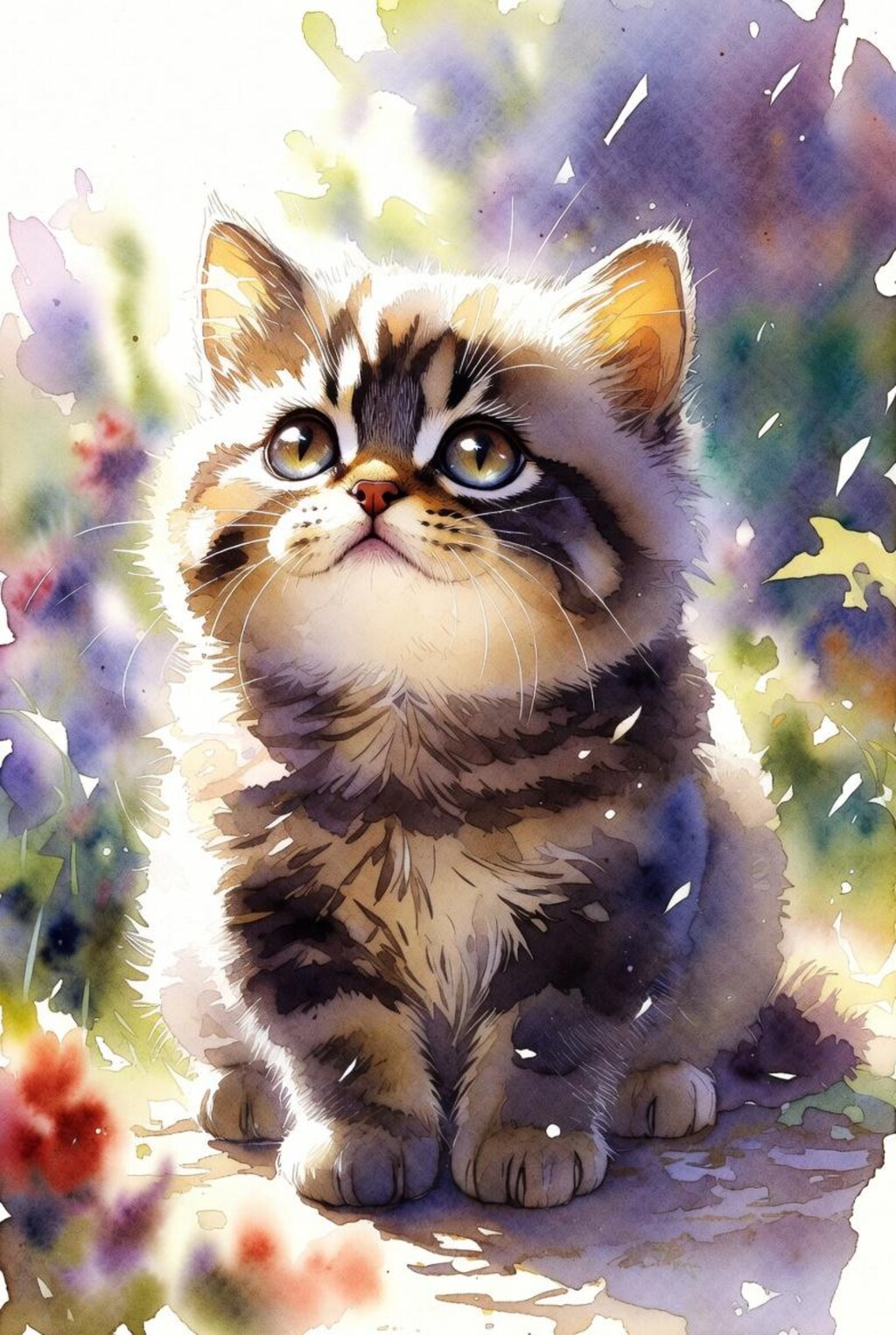 水彩画風のネコ