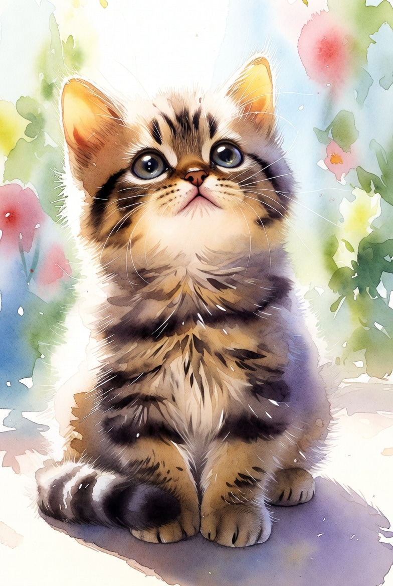 水彩画風のネコ | の人気AIイラスト・グラビア