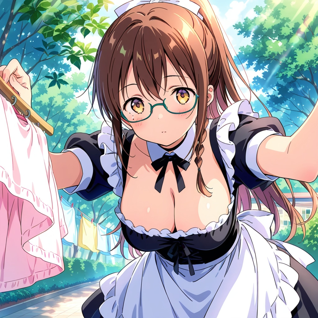 洗濯物を干している最中のサラさん