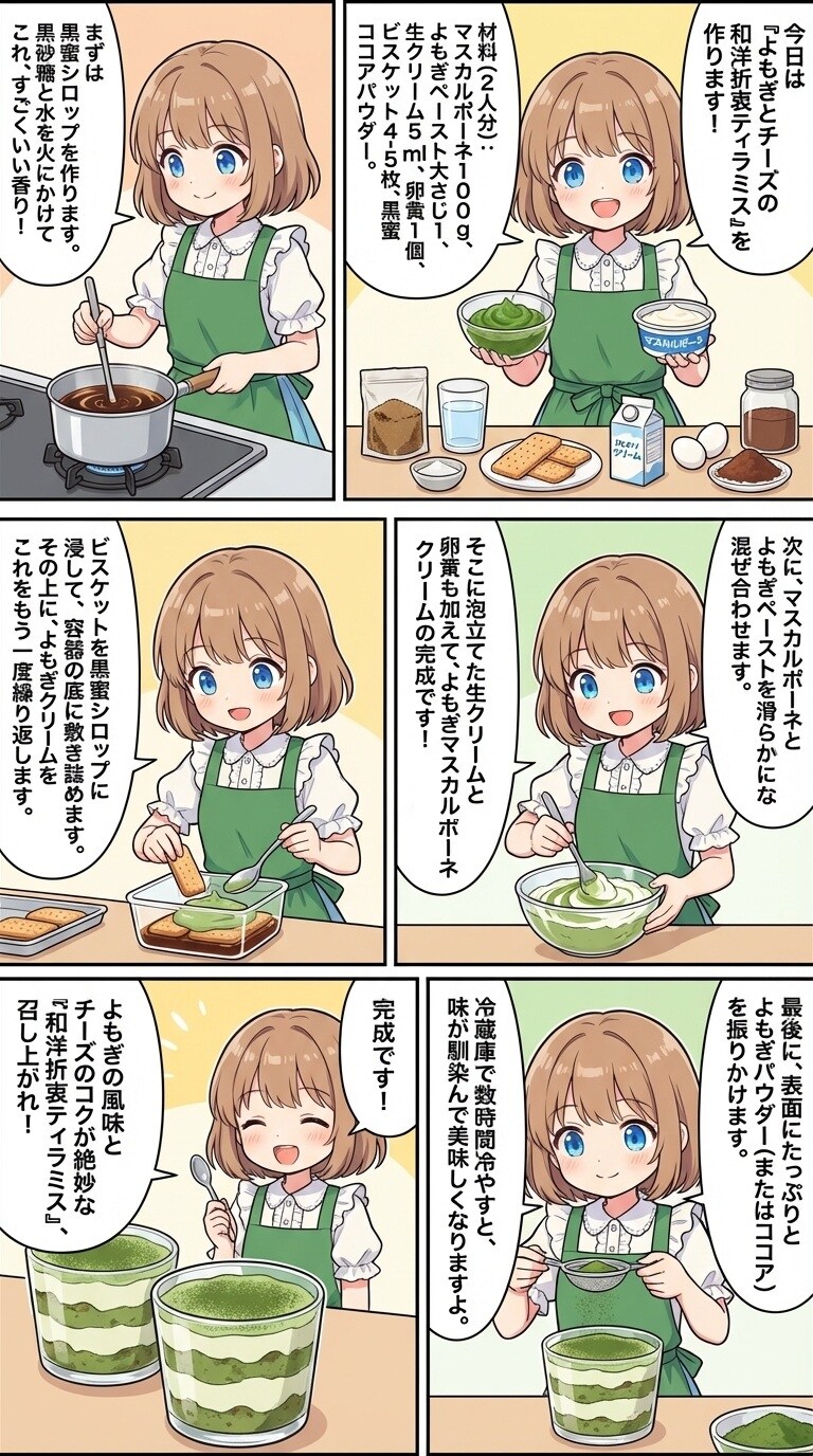 よもぎとチーズの和洋折衷ティラミス | の人気AIイラスト・グラビア