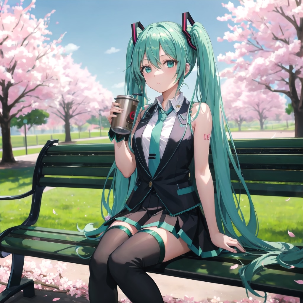 V4B 初音ミク 公園ベンチ | の人気AIイラスト・グラビア