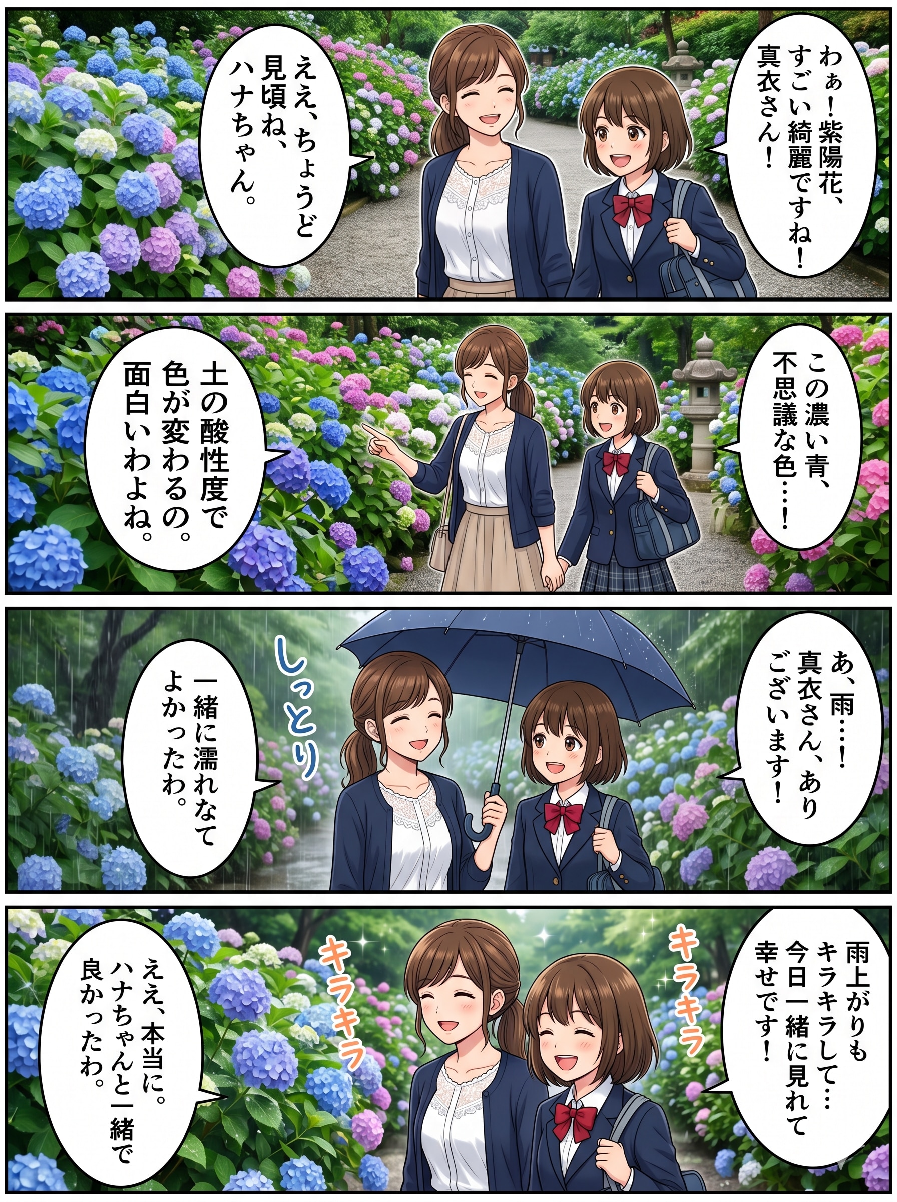 紫陽花4コマ