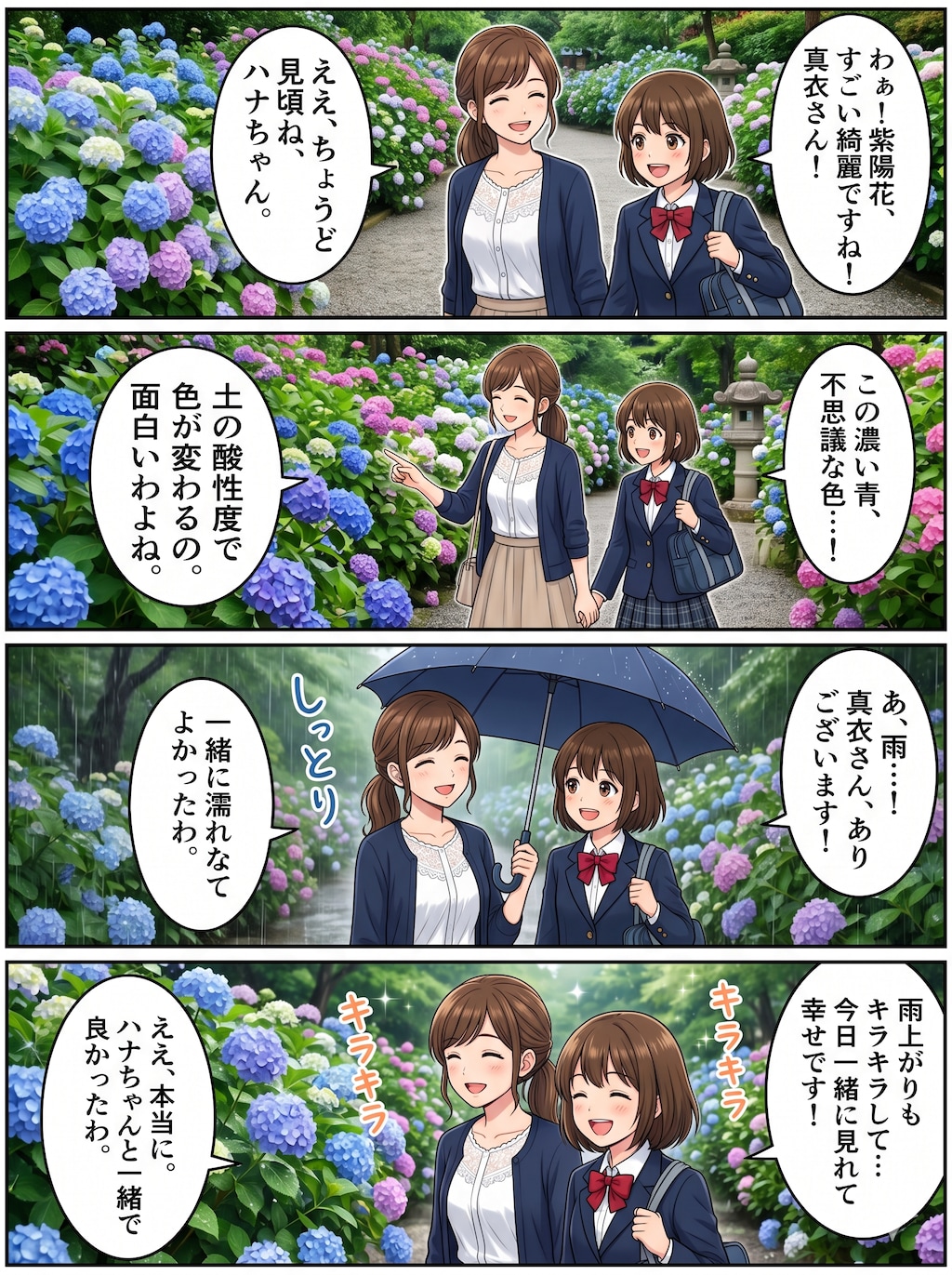 紫陽花4コマ