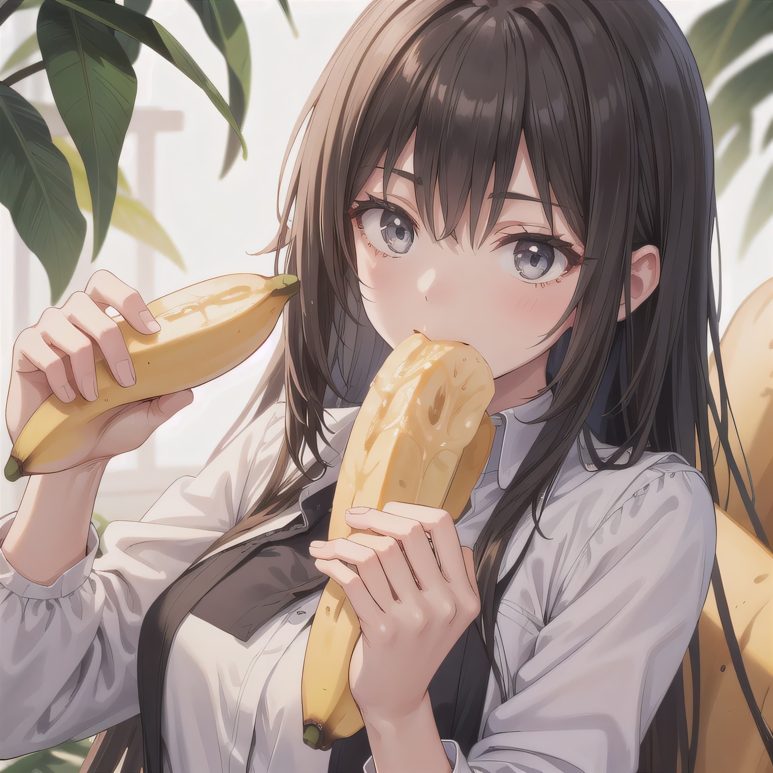 黒髪ロングでバナナの少女１２ | の人気AIイラスト・グラビア