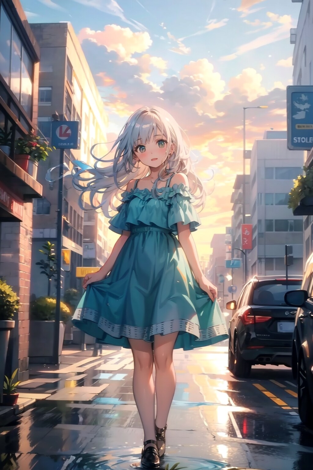 雨上がりの街で | の人気AIイラスト・グラビア