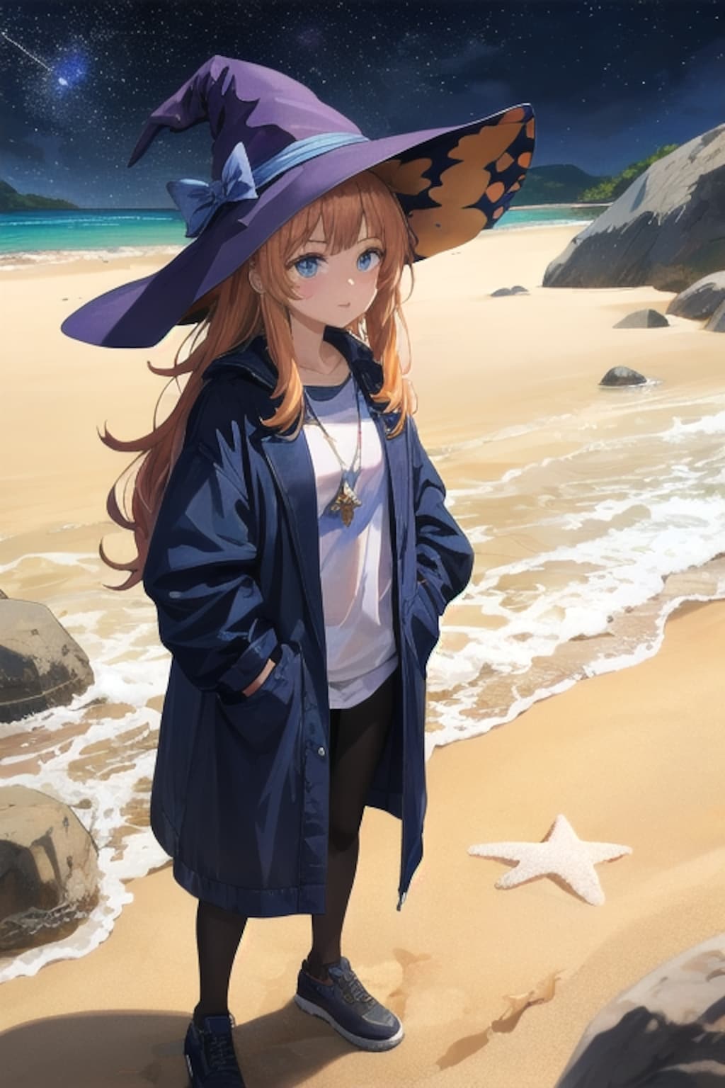 砂浜の魔女と星空
