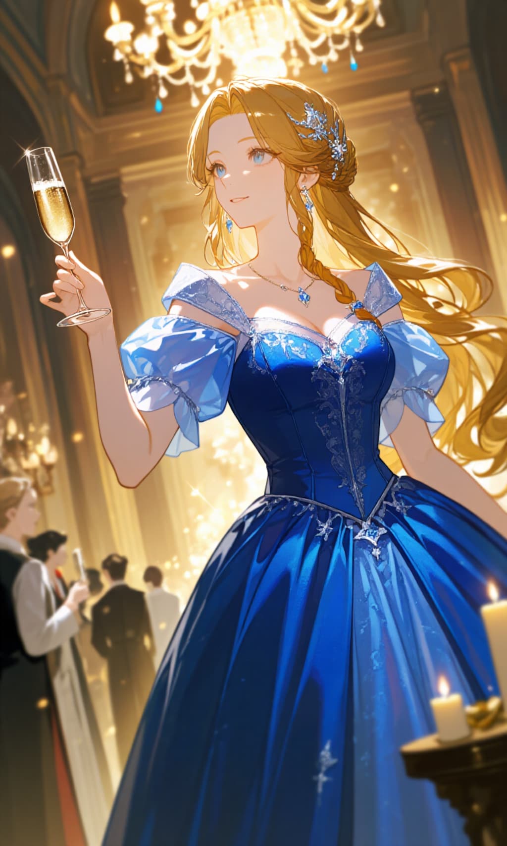 新年に乾杯(青いドレス）