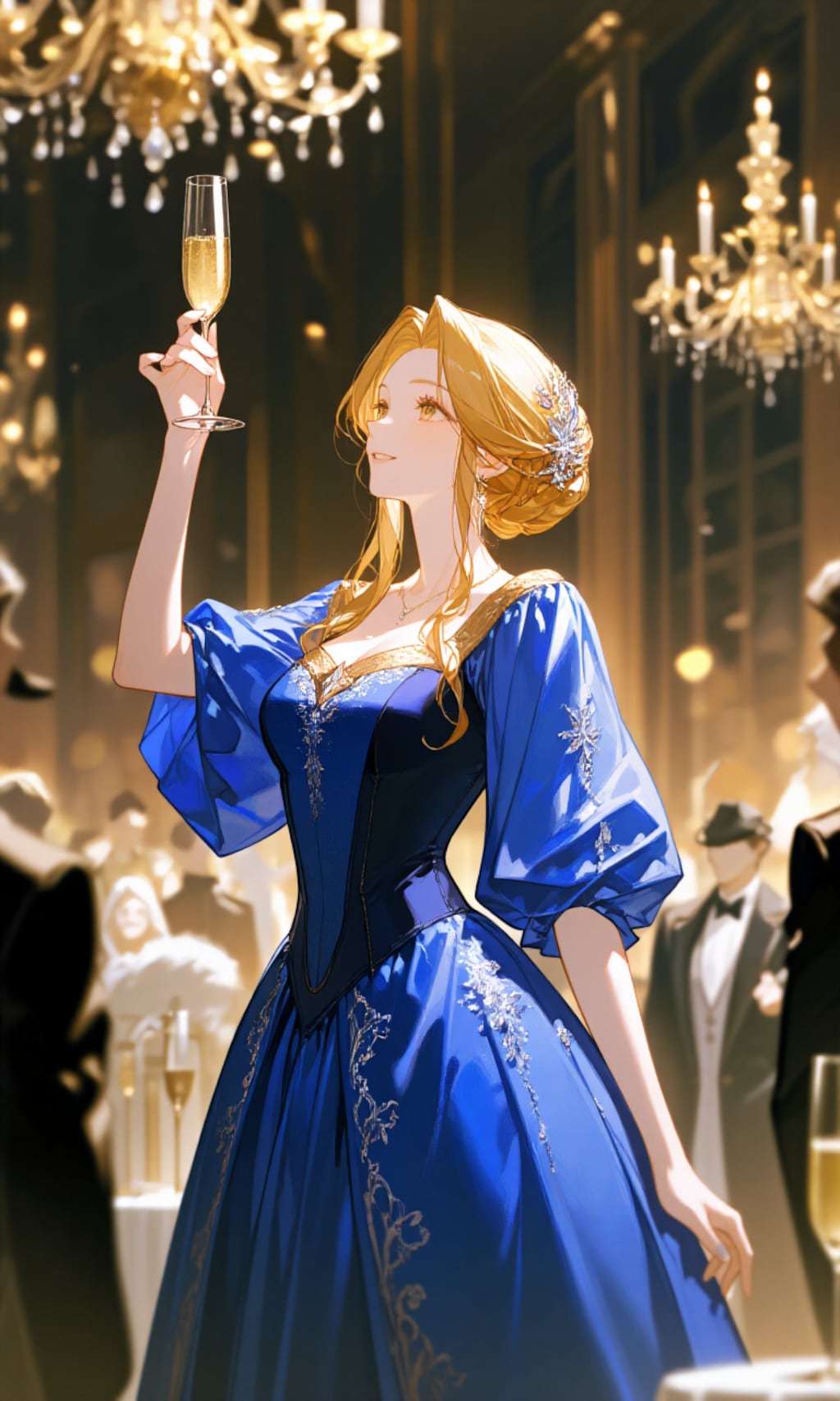新年に乾杯(青いドレス）